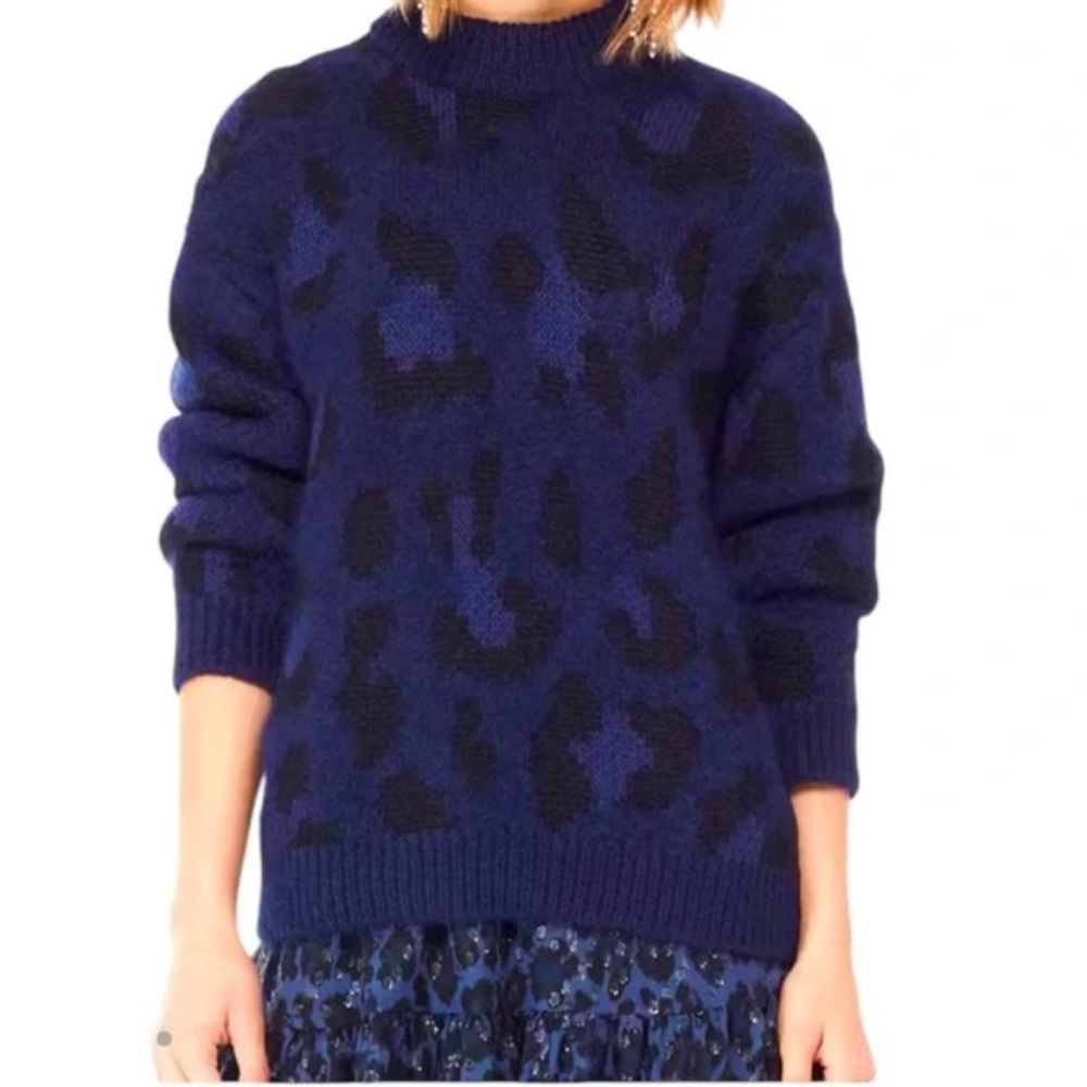 Kate Spade Wild Ones Leopard Print Alpaca Wool Sweater, Size XL
